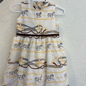 Janie and Jack White Dress with Horse Print